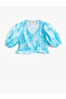 Crop Blouse Balloon Sleeve Ruffles