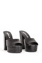 Women's Platform Heel Slipper Genuine Leather PL 319269 Black - 4