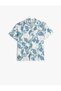 Linen Shirt Floral Print Short Sleeve Pocket