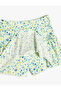 Shorts Skirt Floral Flounce Elastic Waist Ribbed - 3