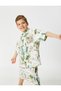 Linen Shirt Short Sleeve Safari Print Single Pocket - 2