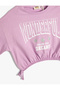 Crop Oversize T-Shirt Short Sleeve Elastic Waist Cotton - 5
