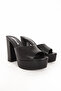 Women's Platform Heel Slipper Genuine Leather PL 319269 Black - 8