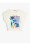 Printed Ecru Girl's T-shirt 3skg10041ak