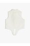 Crop Shirt with Front Tie Detail, Sleeveless, Embroidered Collar - 3