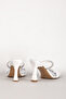 Women's Embellished Heeled Dress Slippers Genuine Leather Zy 7716 White - 3