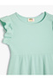 فستان مقاس صغير أساسي بدون أكمام وكشكشة ورقبة دائرية من القطن المضلع - 3