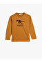 Dinosaur Printed T-Shirt Long Sleeve Crew Neck Cotton