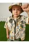 Safari Shirt Short Sleeve Flap Pocket Tiger Printed Cotton