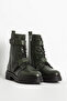 Women's Thick Sole Belt Detailed Casual Boots Real Leather Br 66164 Green - 2