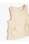 Ruffle Top Sleeveless Round Neck Button Closure at Back - 3