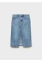 Midi denim etek - 3