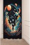 Space Planet Astronaut Star Pattern Digital Printed Background Curtain (Single Panel) Colorful Modern Background Curtain