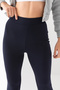 Women's Navy Blue Spanish Leg Crepe High Waist Lycra Recovery Leggings Pants - 3
