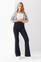 Women's Navy Blue Spanish Leg Crepe High Waist Lycra Recovery Leggings Pants - 6