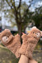 Ratatuy Design Inside Fleece Button Detailed Touch Screen Compatible Covered Plush Special Design Gloves - 2