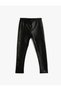 Leather Look Leggings with Elastic Waist - 2