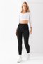Women's High Waist Corseted Shaping / Sculpting Interlock Steel Knitted Tights – No Show Inside – Black - 3