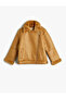 Biker Jacket Leather Look Faux Fur Collar Detailed Zippered - 3
