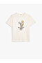 T-Shirt Short Sleeve Crew Neck Summer Themed Print Detailed Cotton