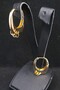 Women's Gold Color Oval Dangle Earrings - 3