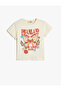 T-Shirt Short Sleeve Crew Neck Butterfly Printed Cotton