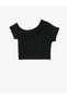 Crop T-Shirt Asymmetrical Collar Short Sleeve Cotton - 2