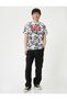Slogan Printed T-Shirt Floral Short Sleeve Crew Neck - 2