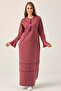 Women's Plum Satin Detailed Maxi Dress Dm455