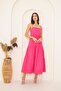 Women's Fuchsia Thin Strap Layered Dress Dm1034