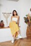 Women's Yellow Floral Patterned Slit Midi Skirt Dm2014 - 3