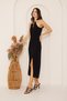 Women's Black Collar Chain Detailed Slit Sleeveless Dress Dm1026 - 7