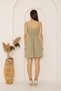 Women's Green Gathered Waist Sleeveless Mini Parachute Dress Dm1028 - 5