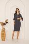 Women's Anthracite Short-Sleeved Shirred Shirt Dress Dm1039