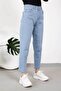Light Blue High Waist Mom Jeans Trousers - 3