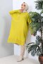 Oil Green Crew Neck Mercerized Loose Knitwear Tunic - 5