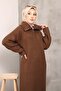 Brown Collar Zippered Knitwear Dress - 6