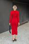 Red Helen Half Turtleneck Waist And Shoulder Draped Women's Midi Dress - 5