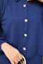 Dark Blue Button Detailed Skirted Set - 5