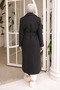 Black Double-breasted Collar Lined Coat - 5