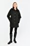 Women's Hooded Diagonal Striped Araboy Quilted Coat Black - 2