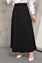 Black Long Scuba Flared Skirt - 2