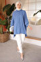 Indigo Bat Sleeve Slit Tunic - 3