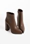 Women's genuine leather platform boots brown - 4
