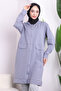 Gray Snap Hood Cap Made of Two Thread - 3