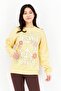 Women Crew Neck Long Sleeve Printed Sweatshirt, Yellow