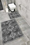 Water Resistant Digital Printed Bath Mat Set with Non-Slip Base