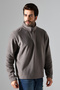 Men's Standard Fit Zip-Up Stand Collar Cold-Proof Fleece Comfortable Fit No Pilling 21855 Smoked - 3
