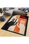 Nora Art Red Black Hand Patterned Abstract Theme Woven Base Carpet Noraart28 - 2