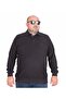 Plus Size Polo Neck Men's Sweatshirt - Feel Good 24408 Black